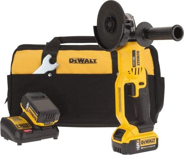 DeWALT - 4-1/2" Wheel Diam, 7,000 RPM, Cordless Angle & Disc Grinder - 5/8" Spindle - All Tool & Supply