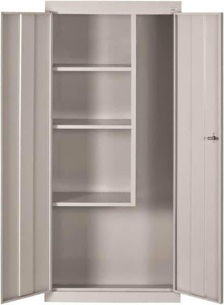 Sandusky Lee - 3 Shelf Combination Storage Cabinet - Steel, 30" Wide x 15" Deep x 66" High, Dove Gray - All Tool & Supply