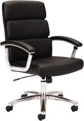 Basyx - 37-3/4" High Executive Mid Back Chair - 24" Wide x 24" Deep, Leather Seat, Black - All Tool & Supply