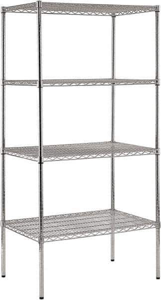 Sandusky Lee - 4 Shelf Wire Shelving Unit - 36" Wide x 24" Deep x 74" High, - All Tool & Supply