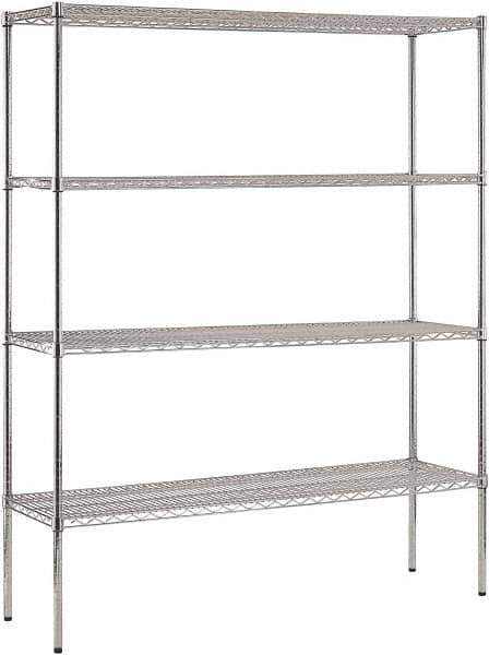 Sandusky Lee - 4 Shelf Wire Shelving Unit - 60" Wide x 18" Deep x 74" High, - All Tool & Supply