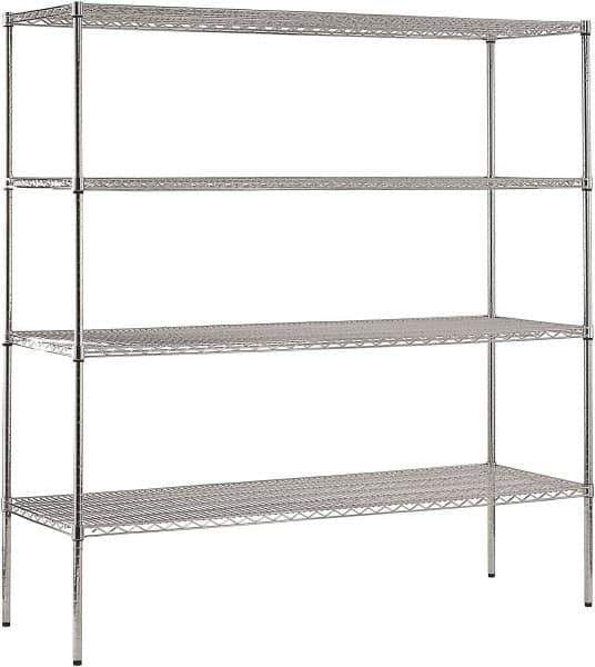 Sandusky Lee - 4 Shelf Wire Shelving Unit - 72" Wide x 18" Deep x 74" High, - All Tool & Supply