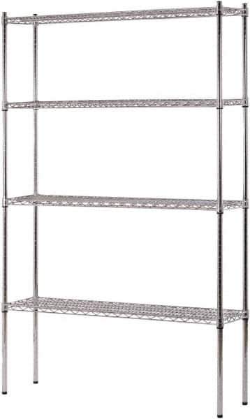 Sandusky Lee - 4 Shelf Wire Shelving Unit - 48" Wide x 12" Deep x 74" High, - All Tool & Supply