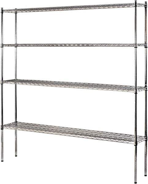 Sandusky Lee - 4 Shelf Wire Shelving Unit - 72" Wide x 12" Deep x 74" High, - All Tool & Supply