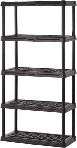 Sandusky Lee - 72" High x 36" Wide x 24" Deep, 5 Shelf Polyurethane Utility Plastic Shelving - Black, 150 Lb Capacity - All Tool & Supply