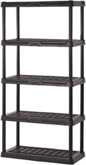 Sandusky Lee - 72" High x 36" Wide x 24" Deep, 5 Shelf Polyurethane Utility Plastic Shelving - Black, 150 Lb Capacity - All Tool & Supply