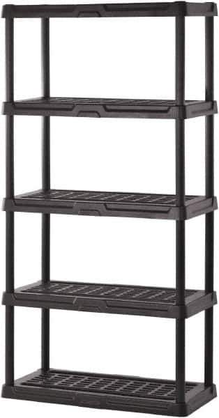 Sandusky Lee - 72" High x 36" Wide x 18" Deep, 5 Shelf Polyurethane Utility Plastic Shelving - Black, 150 Lb Capacity - All Tool & Supply