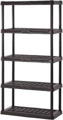 Sandusky Lee - 72" High x 36" Wide x 18" Deep, 5 Shelf Polyurethane Utility Plastic Shelving - Black, 150 Lb Capacity - All Tool & Supply