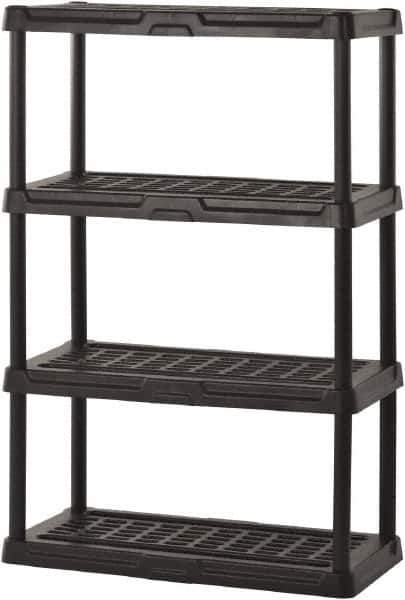 Sandusky Lee - 56" High x 36" Wide x 18" Deep, 4 Shelf Polyurethane Utility Plastic Shelving - Black, 150 Lb Capacity - All Tool & Supply