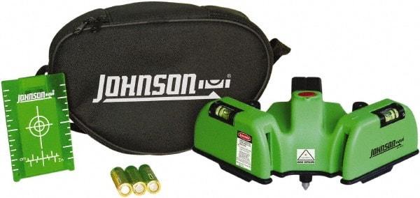 Johnson Level & Tool - 2 Beam 150' (Interior) Max Range Line Laser Level - Green Beam, 1/16" at 20' Accuracy, 6-1/2" Long x 4" Wide x 6-1/2" High, Battery Included - All Tool & Supply