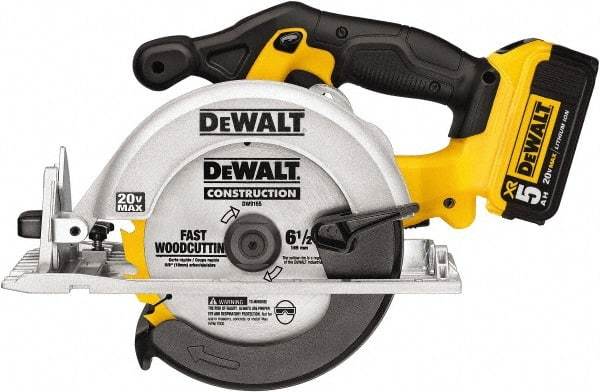 DeWALT - 20 Volt, 6-1/2" Blade, Cordless Circular Saw - 5,000 RPM, 1 Lithium-Ion Battery Included - All Tool & Supply