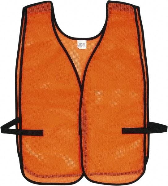 MCR Safety - One Size Fits Most High Visibility Orange Mesh General Purpose Vest - 18" Chest, Hook & Loop Closure, Polyester - All Tool & Supply