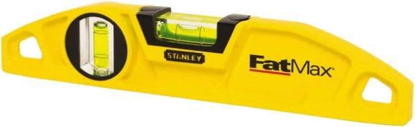 Stanley - 2 Vial, 9" Aluminum Die Cast Torpedo Level - Magnetic, Yellow - All Tool & Supply