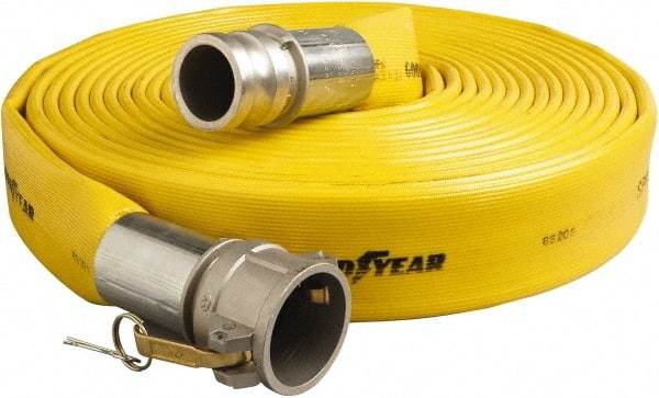 Alliance Hose & Rubber - 4" ID x 4.41 OD, 150 Working psi, Yellow Pliovic Hose, Lays Flat - 50' Long, -10 to 150°F - All Tool & Supply