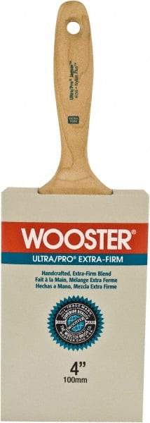 Wooster Brush - 4" Flat Synthetic Wall Brush - 3-15/16" Bristle Length, 6-1/4" Maple Beavertail Handle - All Tool & Supply