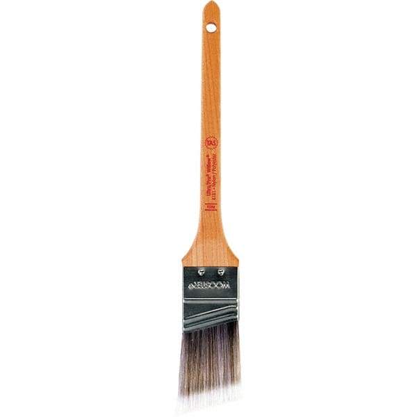 Wooster Brush - 1-1/2" Angled Nylon/Polyester Sash Brush - 2-3/16" Bristle Length, 8" Maple Rattail Handle - All Tool & Supply