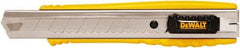 DeWALT - Snap Utility Knife - 1/4" Carbon Steel Blade, Yellow & Silver Plastic/Stainless Steel Handle, 1 Blade Included - All Tool & Supply