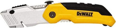 DeWALT - Fixed Folding Utility Knife - 2-1/2" Bi-Metal Blade, Yellow & Black Metal Handle, 1 Blade Included - All Tool & Supply