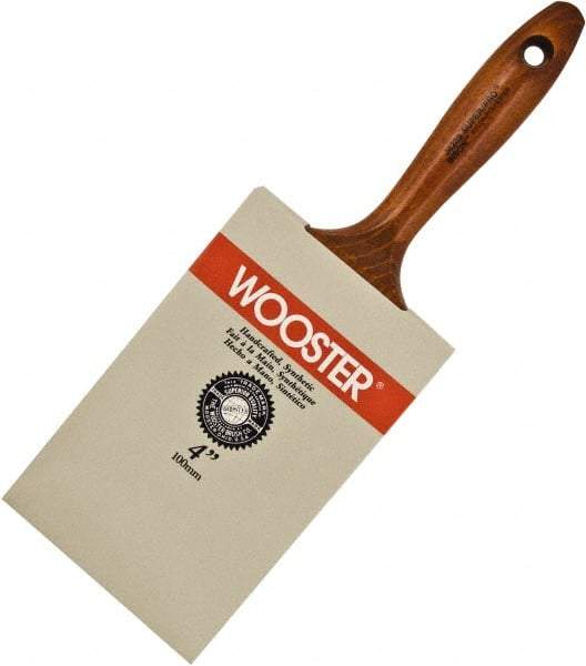 Wooster Brush - 4" Flat Nylon/Polyester Wall Brush - 4-3/16" Bristle Length, 6-1/2" Wood Beavertail Handle - All Tool & Supply