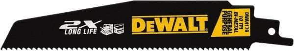 DeWALT - 6" Long x 1" Thick, High Speed Steel Reciprocating Saw Blade - Straight Profile, 10 TPI, Toothed Edge, Universal Shank - All Tool & Supply