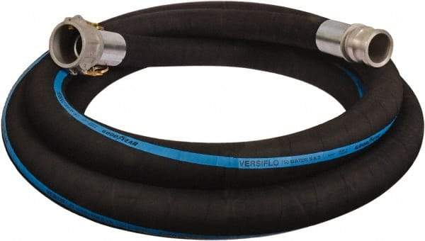 Alliance Hose & Rubber - 3" ID x 3.42 OD, 150 Working psi, Black Synthetic Rubber Water & Discharge Hose - Male x Female Camlock Ends, 20' Long, -25 to 200°F - All Tool & Supply