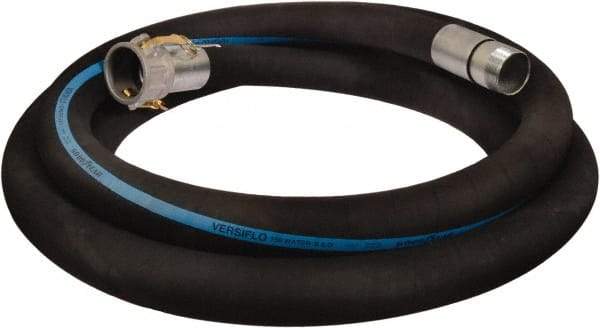 Alliance Hose & Rubber - 2" ID x 2.39 OD, 150 Working psi, Black Synthetic Rubber Water & Discharge Hose - Female Camlock x Male Nipple Ends, 20' Long, -25 to 200°F - All Tool & Supply