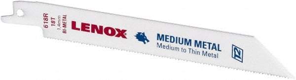 Lenox - 6" Long x 3/4" Thick, Bi-Metal Reciprocating Saw Blade - Straight Profile, 18 TPI, Toothed Edge - All Tool & Supply