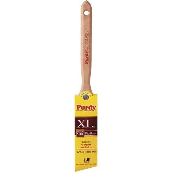 Purdy - 1-1/2" Angled Synthetic Trim Brush - 2-7/16" Bristle Length, 2-7/16" Wood Fluted Handle - All Tool & Supply