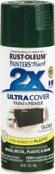 Rust-Oleum - Hunter Green, Gloss, Enamel Spray Paint - 8 to 12 Sq Ft per Can, 12 oz Container - All Tool & Supply