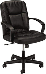 Basyx - 38-3/4" High Executive Mid Back Chair - 25" Wide x 34-1/2" Deep, Leather Seat, Black - All Tool & Supply