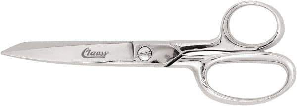 Clauss - 3" LOC, 6" OAL Chrome Plated Straight Trimmers - Steel Straight Handle, For Paper, Fabric - All Tool & Supply