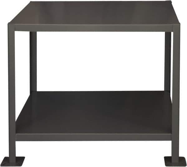 Durham - 36 Wide x 24" Deep x 30" High, Steel Machine Work Table - Flat Top, Rounded Edge, Fixed Legs, Gray - All Tool & Supply