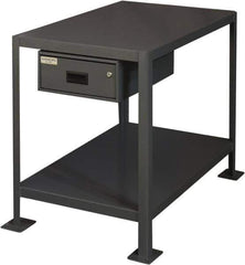 Durham - 48 Wide x 24" Deep x 18" High, Steel Machine Work Table with Drawer - Flat Top, Rounded Edge, Fixed Legs, Gray - All Tool & Supply