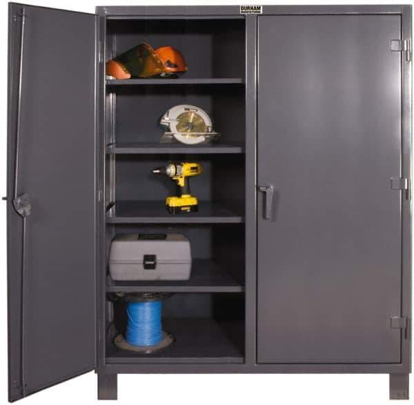 Durham - 6 Shelf Locking Storage Cabinet - Steel, 48" Wide x 24" Deep x 66" High, Gray - All Tool & Supply