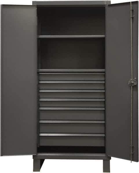 Durham - 2 Shelf Locking Storage Cabinet - Steel, 36" Wide x 24" Deep x 78" High, Gray - All Tool & Supply