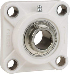 Value Collection - 3/4" ID, 3-3/8" OAL x 1-7/16" OAH 4-Bolt Flange Mounted Bearing - 1,495 Lb Static Cap, 2,877 Lb Dyn Cap, 2-1/2" Btw Mnt Hole Ctrs, 45/64" Base-to-Ctr Ht, Thermoplastic - All Tool & Supply