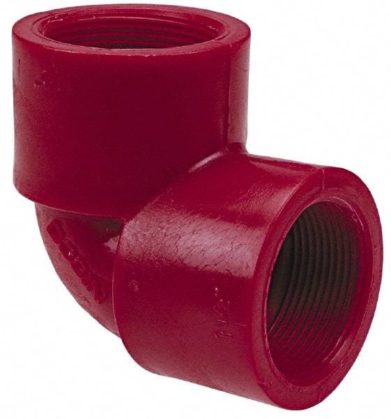 NIBCO - 1-1/2 x 1" PVDF Plastic Pipe 90° Elbow - Schedule 80, FIPT x FIPT End Connections - All Tool & Supply