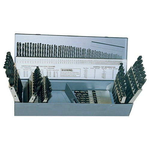 ‎1/16-1/2, A-Z, #1-#60 RHS / RHC HSS 118 Degree Radial Point General Purpose Jobber Length Drill Set - Steam Oxide - Exact Industrial Supply