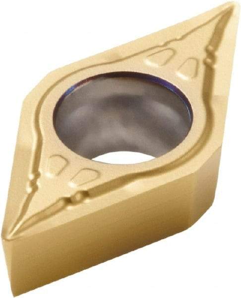 Seco - DCMT21.51 F1 Grade TP40 Carbide Turning Insert - TiC/TiCN/TiN Finish, 55° Diamond, 1/4" Inscr Circle, 3/32" Thick, 1/64" Corner Radius - All Tool & Supply