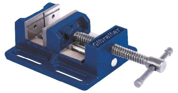 Gibraltar - 4" Jaw Opening Capacity x 1-1/2" Throat Depth, Horizontal Drill Press Vise - 4" Wide Jaw, Stationary Base, Standard Speed, 7-9/16" OAL x 2-7/8" Overall Height, Cast Iron - All Tool & Supply