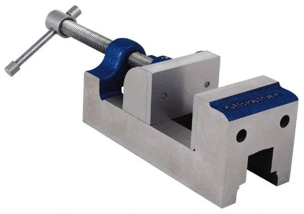 Gibraltar - 1-5/8" Jaw Opening Capacity x 1" Throat Depth, Horizontal Drill Press Vise - 1-1/2" Wide Jaw, Stationary Base, Standard Speed, 5" OAL, Cast Iron - All Tool & Supply