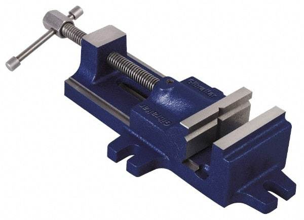 Gibraltar - 4" Jaw Opening Capacity x 1-1/2" Throat Depth, Horizontal Drill Press Vise - 3-1/2" Wide Jaw, Stationary Base, Standard Speed, 12-1/2" OAL, Cast Iron - All Tool & Supply