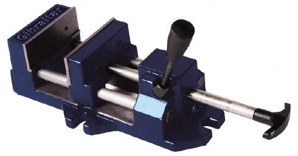 Gibraltar - 6" Jaw Opening Capacity x 1-5/8" Throat Depth, Horizontal Drill Press Vise - 6" Wide Jaw, Stationary Base, Standard Speed, 14-5/8" OAL x 4-1/2" Overall Height, Cast Iron - All Tool & Supply