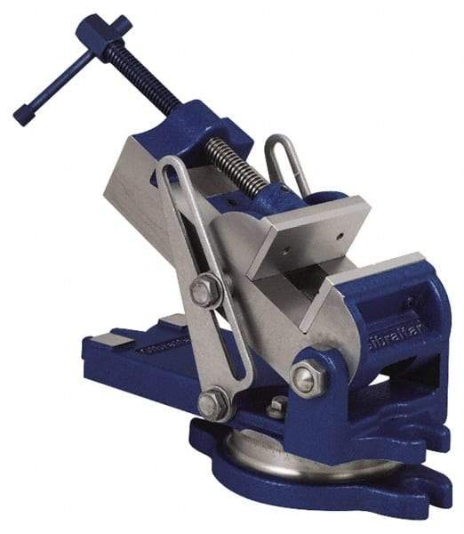 Gibraltar - 4" Jaw Width, 4" Jaw Opening Capacity, Angle Swivel Machine Vise - Manual Operation, 1 Station, 12-1/4" Long x 5-15/16" High x 1-3/4" Deep, 1-3/4" Jaw Height - All Tool & Supply