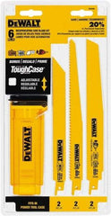 DeWALT - 6 Pieces, 8" to 9" Long x 0.04" Thickness, Bi-Metal Reciprocating Saw Blade Set - Straight Profile, 6 to 14 Teeth, Toothed Edge - All Tool & Supply