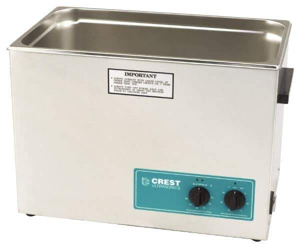 CREST ULTRASONIC - Bench Top Water-Based Ultrasonic Cleaner - 7 Gal Max Operating Capacity, Stainless Steel Tank, 368.3mm High x 533.4mm Long x 323.85mm Wide, 117 Input Volts - All Tool & Supply