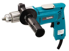 Makita - 1/2" Keyed Chuck, 550 RPM, Pistol Grip Handle Electric Drill - 6.5 Amps, 115 Volts, Reversible, Includes Chuck Key, Drill Chuck, Side Handle - All Tool & Supply