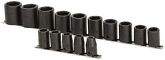 Proto - 15 Piece 1/2" Drive Impact Socket Set - 6 Points, 3/8" to 1-1/4" Range, Inch Measurement Standard - All Tool & Supply