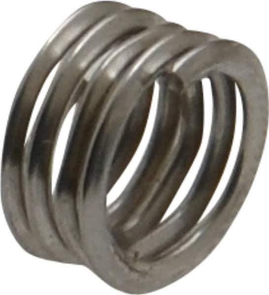 Heli-Coil - Single Insert, M8x1.25 Metric Coarse, 1D, Stainless Steel Screw Locking Insert - 4-1/2 Free Coils, 8mm Overall Length, 9.8 to 10.35mm Outside Diameter, with Tang, Bright Finish, 304 Material Grade - Exact Industrial Supply