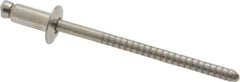 RivetKing - Dome Head Stainless Steel Open End Blind Rivet - Stainless Steel Mandrel, 0.063" to 1/8" Grip, 1/4" Head Diam, 0.129" to 0.133" Hole Diam, 0.275" Length Under Head, 1/8" Body Diam - All Tool & Supply